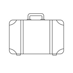 Luggage vector icon. Graphic drawing of a suitcase. Drawing of a white suitcase with a black outline on a white background.