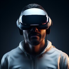 A man wearing futuristic VR glass