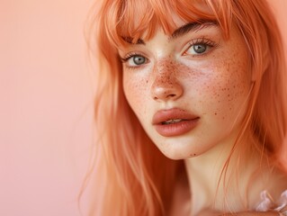 a close up of a woman with freckles on her face