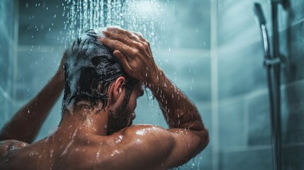 A man takes a shower after training.