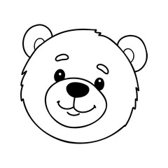 Outlined happy teddy bear raising his arms. Coloring page