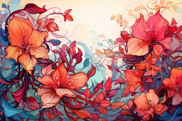 Floral abstract backdrop. Generative AI