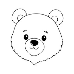Outlined happy teddy bear raising his arms. Coloring page
