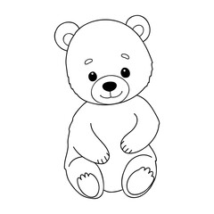 Outlined happy teddy bear raising his arms. Coloring page