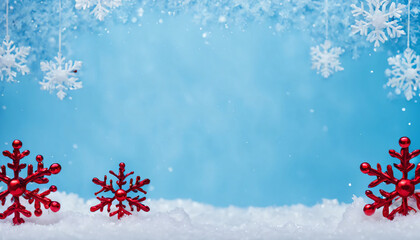 Cristal snowflakes on snow, Christmas and Winter background, Natural snowdrift with abstract background