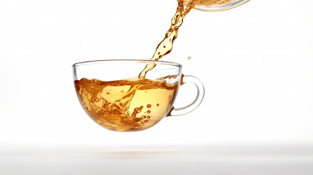 Realistic tea-pouring isolated on a blank white background