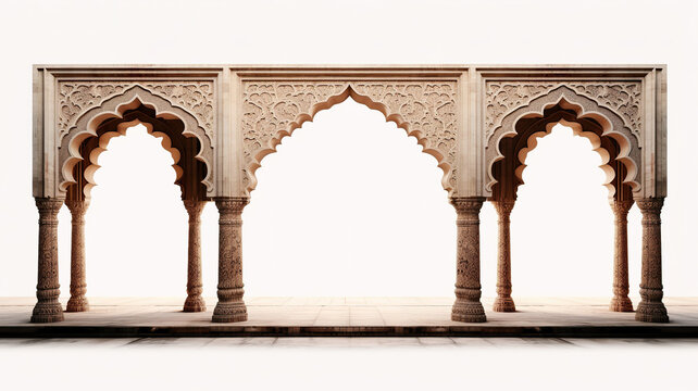 Isolated on a white background are realistic oriental arches.