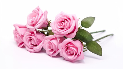 A single rose bouquet isolated against a stark white background