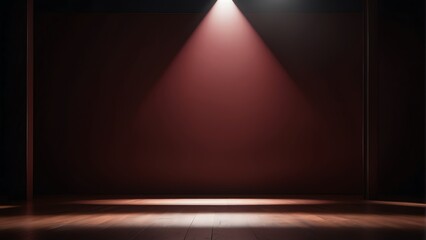 Minimalistic abstract bright light on a dark red background for product presentation from Generative AI