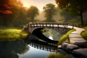 bridge over the river. AI generated