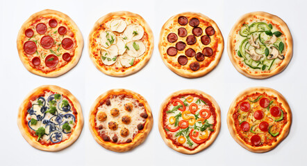 small pizza images on white background