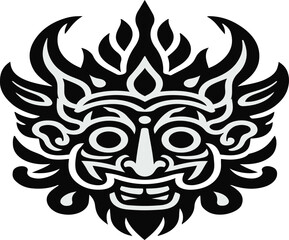 Barong traditional ritual Balinese mask vector illustration