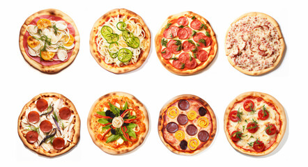 small pizza images on white background