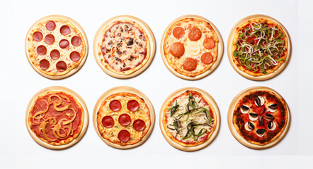 small pizza images on white background