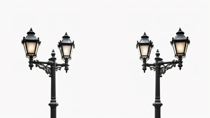 Realistic street lights isolated against a blank white background