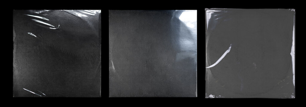 Vinyl Record Album EP Cover Texture Mockup. Realistic paper overlay with worn edges and damage - scratches, torn, grainy outline. Album cover old effect for cd, vinyl. 