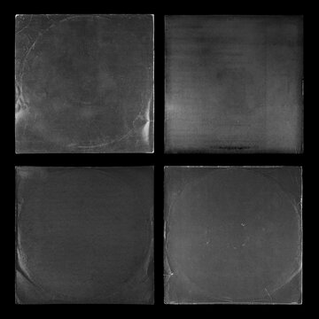 Vinyl Record Album EP Cover Texture Mockup. Realistic paper overlay with worn edges and damage - scratches, torn, grainy outline. Album cover old effect for cd, vinyl. 