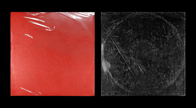 Vinyl Record Album EP Cover Texture Mockup. Realistic paper overlay with worn edges and damage - scratches, torn, grainy outline. Album cover old effect for cd, vinyl. 