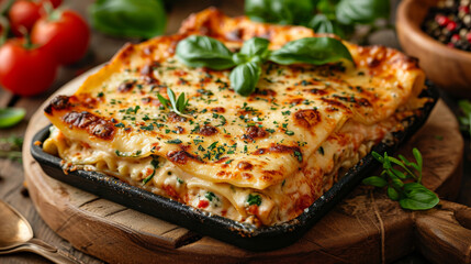 Lasagne food decorated for a product photo