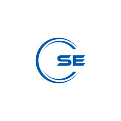 SE logo. S E design. White SE letter. SE, S E letter logo SET design. Initial letter SE linked circle uppercase monogram logo. S E letter logo SET vector design. SE letter logo design five style.	

