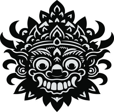 Barong traditional ritual Balinese mask vector illustration