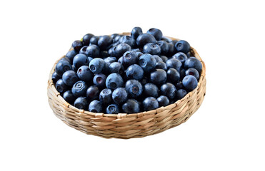 blueberries in a basket isolated on white background
