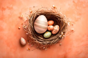 Celebrating the Festival of Easter with Joyful Ovations and Delightful Revelry, Featuring The Most Perfect and Best Collection of Colorful Eggs, With Ample Copy Space for Your Easter Wishes.