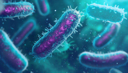 Close up of 3d microscopic different coloured macro