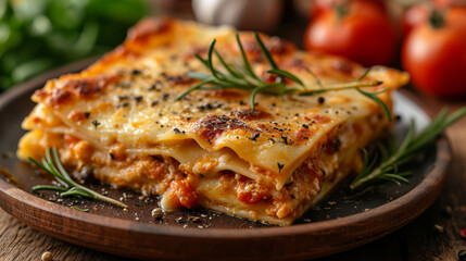 Lasagne food decorated for a product photo