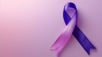 World cancer day inscription. healthcare and medicine concept - Purple cancer awareness ribbon on isolated white background. 4 february day, Bright color, ultra realistic, generative ai