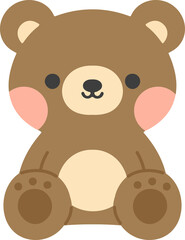 cartoon cute bear brown flat