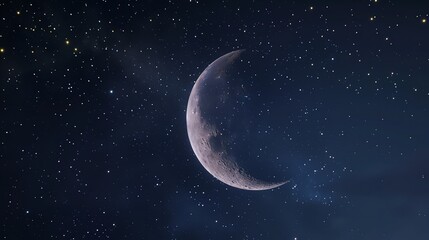 Obraz na płótnie Canvas Moon and stars crescent moon starry night sky