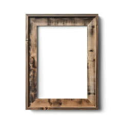 Vertical Wooden Photo Frame isolated on white background