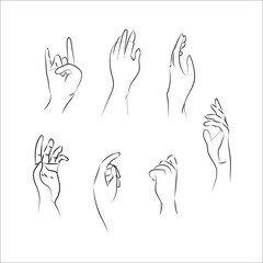Hand collection.Hand drawn hand gestures.
