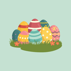 easter card with eggs and flowers