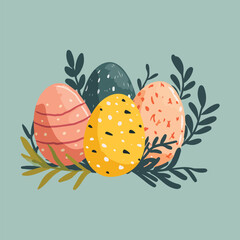 easter eggs with flowers