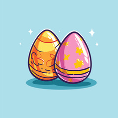 easter eggs on a blue background