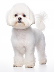 Obraz premium Maltese bichon dog standing looking at camera, isolated on all white background