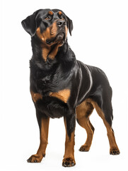 Fototapeta premium rottweiler dog standing looking at camera, isolated on all white background