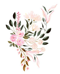 flower and leaf ornament clip art illustration png watercolor 