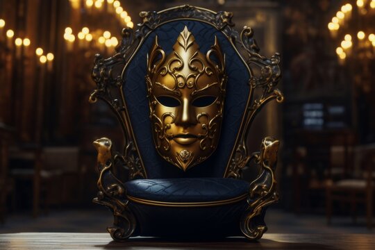 Volto mask. liquid gold. Inside medieval castle