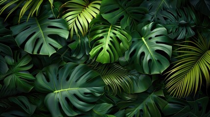 Fototapeta na wymiar Tropical green leaves background