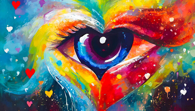 colorful background with eye