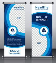 Business Roll up banner vertical template design, for brochure, business, flyer, infographics. modern x-banner and flag-banner advertising. vector illustration - obrazy, fototapety, plakaty