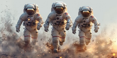 Astronauts Transparent Adventure - obrazy, fototapety, plakaty