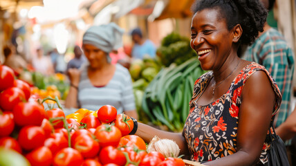 Gemüsemarkt in einer Stadt. Frische Tomaten. 
