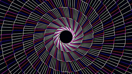 Beautiful illustration of colorful spiral pattern on plain black background