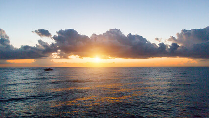 Beautiful bright sunrise over Mediterranean sea.