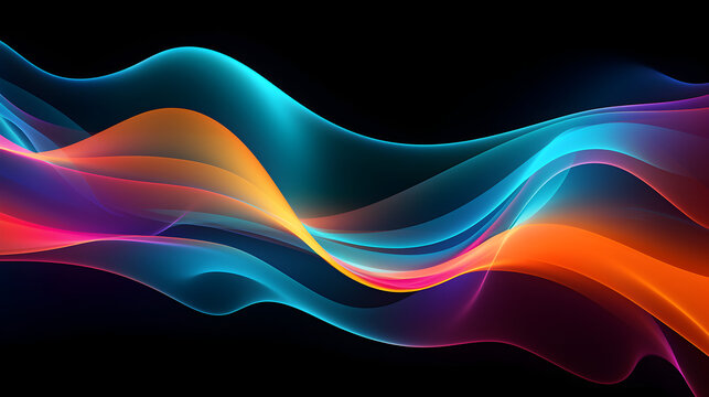 A colorful abstract background with a black background,,
Bright neon wave background Free Photo