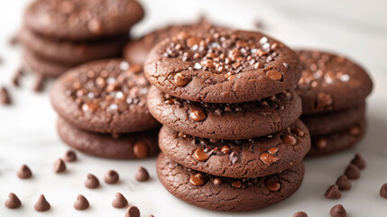 Soft baked choclate cookie well decorated product photo